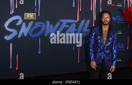 Los Angeles, USA. 15. Februar 2023. Brandon Jay McLaren trifft am Mittwoch, den 15. Februar 2023, zur Premiere der sechsten und letzten Saison des FX-SCHNEEFALLS im Ted Mann Theater in Los Angeles, Kalifornien, auf den roten Teppich ein. (Foto: Juan Pablo Rico/Sipa USA) Guthaben: SIPA USA/Alamy Live News Stockfoto