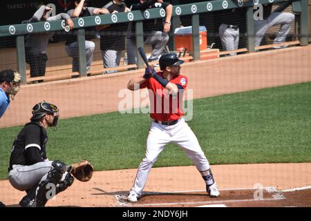 Brian Dozier bei der Tafel für die Minnesota Twins am 31. August 2017, im Target Field in Minneapolis. Stockfoto