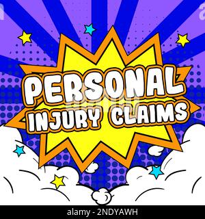 Schreiben mit Text Persönliche Verletzungsansprüche. Verletzung oder Verletzung des Geschäftskonzepts in der Arbeitsumgebung Stockfoto