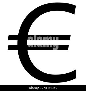 Euro-EUR-Währungsschild der Europäischen Union Silhouette Vorderansicht isoliert auf weißem Hintergrund. Währung der Europäischen Zentralbank. Vektorgrafik. Stockfoto