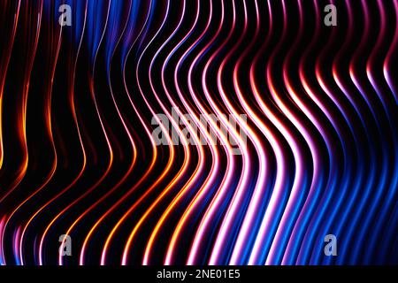 3D-Darstellung, Gradientenwellen von Linien und Interlacing. Abstrakter Hintergrund. Stockfoto