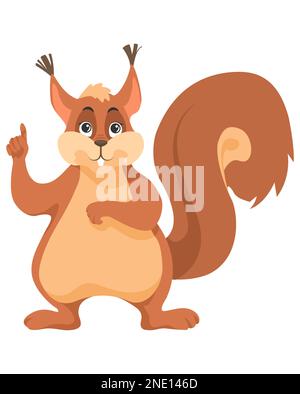 Süßes Eichhörnchen Waldtier Emoticon Flachvektor Stock Vektor