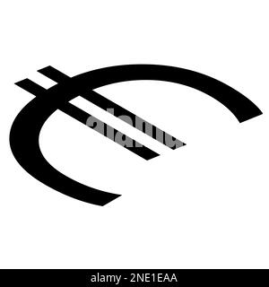 Euro-EUR-Währungszeichen Silhouette der Europäischen Union in isometrischer Draufsicht isoliert auf weißem Hintergrund. Währung der Europäischen Zentralbank. Vektor Stockfoto