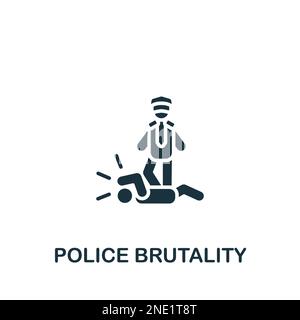 Symbol für Polizeibrutalität. Einfarbiges einfaches Schild aus der Freedom Collection. Symbol für polizeiliche Brutalität für Logo, Vorlagen, Webdesign und Infografiken. Stock Vektor