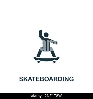 Skateboarding-Symbol. Einfarbiges einfaches Schild aus der Hobbykollektion. Skateboarding-Symbol für Logo, Vorlagen, Webdesign und Infografiken. Stock Vektor