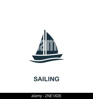 Segeln – Symbol. Einfarbiges einfaches Schild aus der Hobbykollektion. Segelsymbol für Logo, Vorlagen, Webdesign und Infografiken. Stock Vektor
