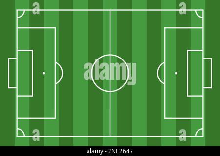Fußballfeld. Fußballstadion. Grün gefärbtes Gras auf weißem Hintergrund für Designdrucke isoliert. Draufsicht. Vorgarten. Border Frame Sport Stock Vektor