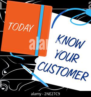 Konzeptionelle Darstellung Know Your Customer. Geschäftsidee Marketing Erstellen einer Umfrage verbessern Produkt oder Marke Stockfoto