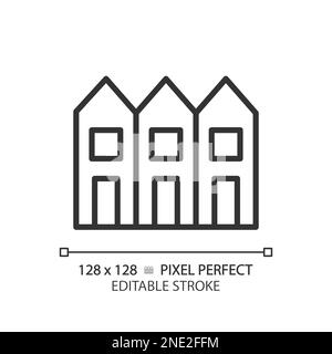 Townhouse Pixel Perfect Linear Symbol Stock Vektor