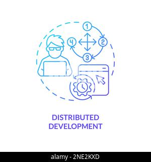 Symbol für dezentrale Entwicklung mit blauem Verlauf Stock Vektor