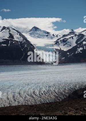 Grauer Gletscher von John Garner Pass, Torres del Paine, Chile Stockfoto