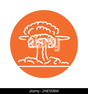 Symbol für die schwarze Linie einer nuklearen Explosion. Piktogramm für Webseite, mobile App, Werbeaktion. Stock Vektor