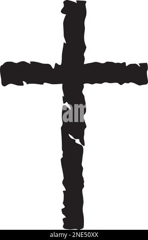 Grunge Christian Cross. Schwarz auf Weiß. Vektordarstellung. Stock Vektor