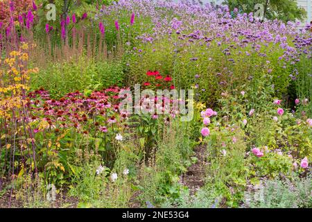 Blumenbeet Im Cottage Garden Stockfoto