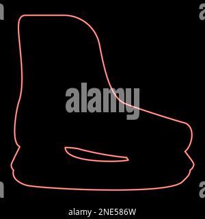 Neon Schlittschuhlaufen Sporthockeystiefel Figur Skates Winterbahn Ausrüstung Schuhe rot Farbe Vektor Illustration Bild flach Licht Stock Vektor