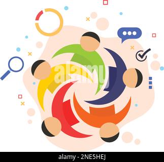 Gewerkschaftliches Mitarbeiterkonzept, hrm-Symbol, Vektorsymbol für Gewerkschaften, Symbol für gemeinsame Interessen, Geschäftszeichen für Geschäftszeichen, Stock Vektor