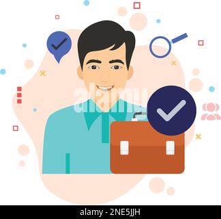 Permanent Employee Concept, HRM-Symbol, hr-Zeichen, Illustration von Geschäftszeichen, reguläre oder befristete Mitarbeiter Vektorsymbol-Design, Stock Vektor