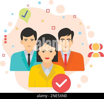 Empfehlung gegenüber dem Konzept anderer Kandidaten, spezialisiertes Team Task Force Vector-Farbsymbol-Design, Gruppenjob-Konzept, hrm-Symbol, Geschäftszeichen Stock Vektor