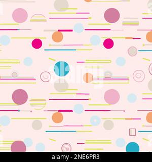 Farbenfrohes Muster Mit Kreisen Und Linien Vektor Hintergrundstil. Handgefertigte Vektorkunst. Stock Vektor