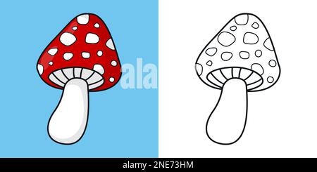 Farbbuch Red Fly Agaric. Vektordarstellung. Stock Vektor