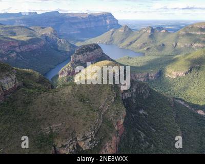 Blick auf die Drohne im Blyde River Canyon in Südafrika Stockfoto