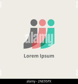 Drei abstrakte geometrische Logos von People. Symbol für Unternehmensgruppe, Freunde. Vektor überlappt Teamsymbol Stock Vektor