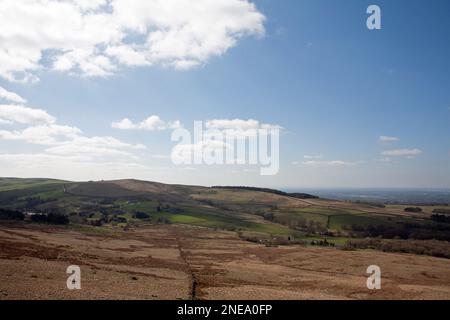 Bowstonegate und Lyme Park von Black Hill in der Nähe von Disley Derbyshire England aus gesehen Stockfoto