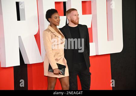 London, Großbritannien. 15. Februar 2023. Neil Jones und Chyna Mills besuchen die Warner Bros, die europäische Premiere VON CREED III, Cineworld Leicester Square, London, Großbritannien. - Foto: 15. Februar 2023. Kredit: Siehe Li/Picture Capital/Alamy Live News Stockfoto