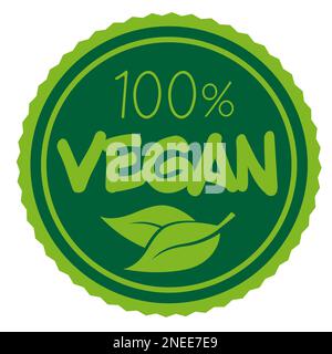 Grüne 100-PROZENTIGE VEGANE Plakette oder Beschriftung Vektor-Illustration Stockfoto