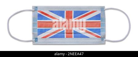 Isolierte Schutzmaske mit britischer Flagge Stockfoto