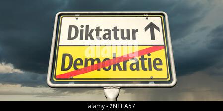 Demokratie beendet Diktatur beginnt Stockfoto