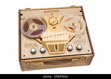 Stellaphone Rolle-zu-Rolle-Recorder mit High-Fidelity-Audio-Band von Synchrotape, typisch für 1950er- und 1960er-Geräte. Britisches Studio. (133) Stockfoto