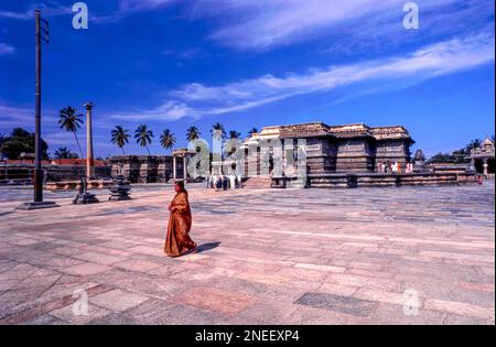 Hoysala Sri Chennakeshava Tempel aus dem 12. Jahrhundert in Belur, Karnataka, Südindien, Indien, Asien Stockfoto