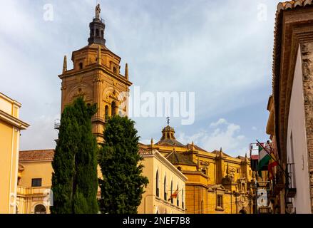 Außenansicht der Kathedrale von Guadix oder der Kathedrale der Inkarnation Catedral de la Encarnación de Guadix eine barocke römisch-katholische Kirche in Andalusien Spanien. Stockfoto