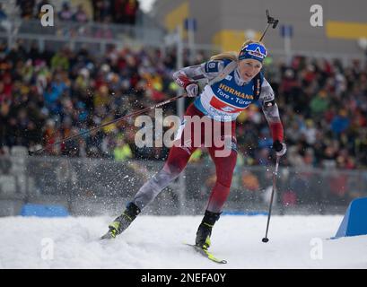 Oberhof, Deutschland. 16. Februar 2023. Biathlon: Weltmeisterschaft, Individual Relay, Gemischt. Lisa Theresa Hauser aus Österreich auf der Rennstrecke. Kredit: Hendrik Schmidt/dpa/Alamy Live News Stockfoto