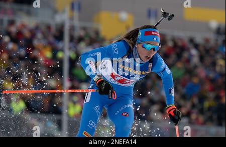 Oberhof, Deutschland. 16. Februar 2023. Biathlon: Weltmeisterschaft, Individual Relay, Gemischt. Lisa Vittozzi aus Italien auf der Rennstrecke. Kredit: Hendrik Schmidt/dpa/Alamy Live News Stockfoto