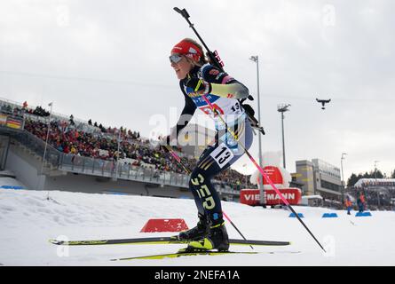 Oberhof, Deutschland. 16. Februar 2023. Biathlon: Weltmeisterschaft, Individual Relay, Gemischt. Sophia Schneider aus Deutschland auf der Rennstrecke. Kredit: Hendrik Schmidt/dpa/Alamy Live News Stockfoto