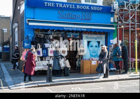 Der Travel Book Shop an der Portobello Road. Ein Ort, der im Film Notting Hill verwendet wurde. London, England, Großbritannien Stockfoto