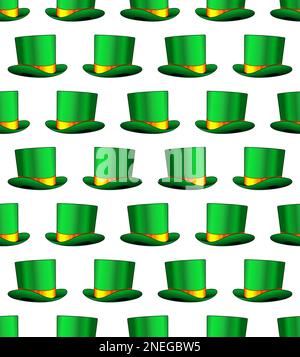 Nahtloses Muster einer grünen Koboldhüte. Symbol des St. Patrick's Day in Irland Stock Vektor