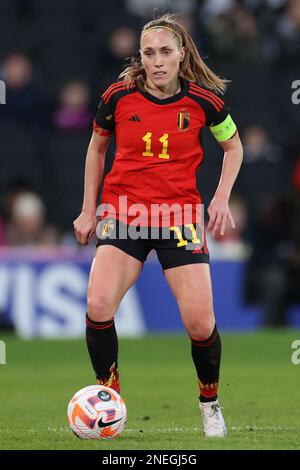 Stadium MK, Milton Keynes, Großbritannien. 16. Februar 2023. Arnold Clark Cup Fußball, Italien gegen Belgien; Janice Cayman von Belgien Kredit: Action Plus Sports/Alamy Live News Stockfoto