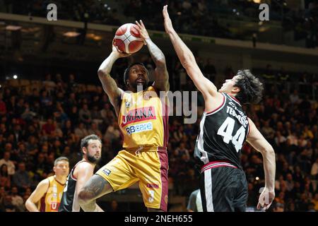 Italien. 16. Februar 2023. VIRTUS SEGAFREDO BOLOGNA vs. UMANA REYER VENEZIA, Turin, 16. Februar 2023, auf dem Foto KENDRICK RAY (UMANA REYER VENEZIA) Editorial Usage Only Credit: Independent Photo Agency/Alamy Live News Stockfoto