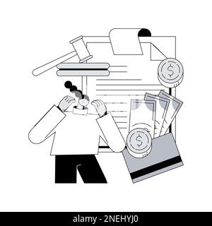 Abstraktes Konzept für die Darstellung von Zahlstrafen. Zinsen auf verspätete Zahlungen, Online-Entgelt, keine Steuerhinterlegung, Geldstrafe, Mitverantwortung des Einzelnen, Abstrakte Metapher für Finanzstreitigkeiten. Stock Vektor