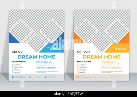 Post-Vorlage für soziale Medien in Immobilien, Social Media-Werbung für modernen Hausverkauf, Webbanner-Design-Vorlage für Quadratflyer. Für Webbannerwerbung. Stock Vektor