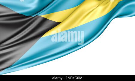 Bahamas-Flagge isoliert auf weißem Hintergrund, Abbildung 3D Stockfoto