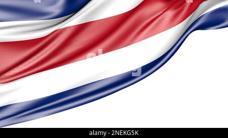 Costa-Rica-Flagge isoliert auf weißem Hintergrund, Abbildung 3D Stockfoto