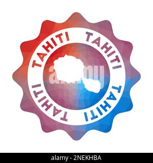 Tahiti Low Poly Logo. Buntes Reiselogo mit Farbverlauf der Insel im geometrischen Stil. Stock Vektor