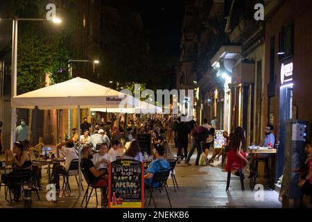 Pinchos Street Pincho Restaurants im Freien in Barcelona - Spanien Stockfoto