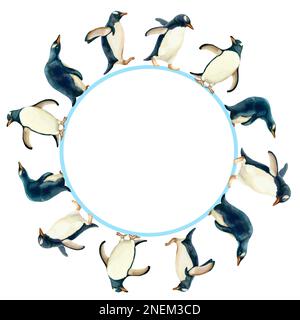 Darstellung von Tieren und Spediteuren am Südpol. Qualitativ hochwertige Darstellung Stockfoto