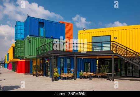 Doha Containers Yard, Box Park, Old Doha Port, Katar Stockfoto