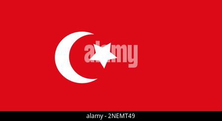 Truthahnflagge mit Mond- und Sternsymbol-Vektordarstellung. Nationalunabhängigkeitstag Happy republic day of Turkey. Nahaufnahme türkischer Staatsbürger Stock Vektor